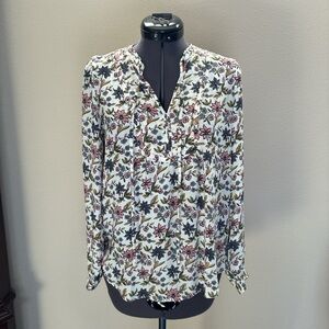 Ann Taylor Loft petites white floral blouse